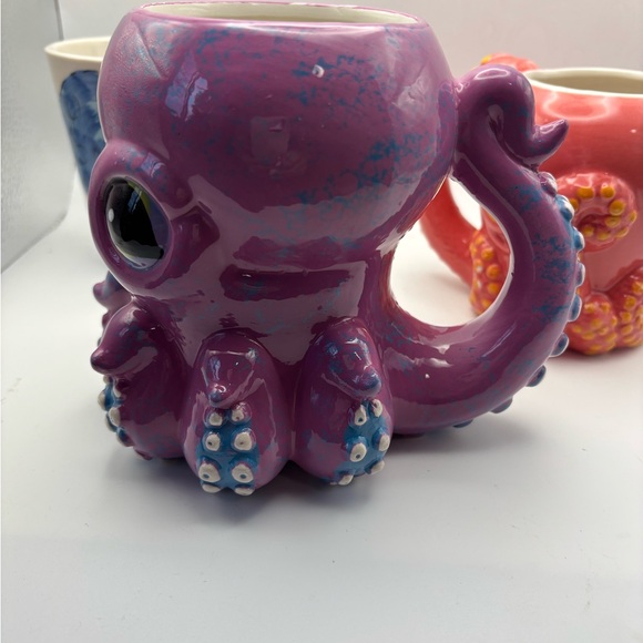 Oceanic Charm Ceramic Mug Trio - Blue, Pink, and Purple - Picture 10 of 16